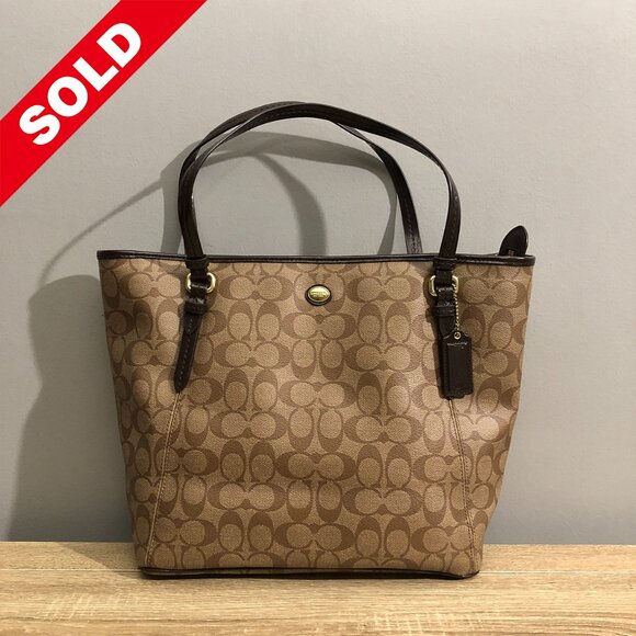 Coach Handbags - Coach Peyton Signature Zip Top Tote Light Khaki/Brown MSRP $328